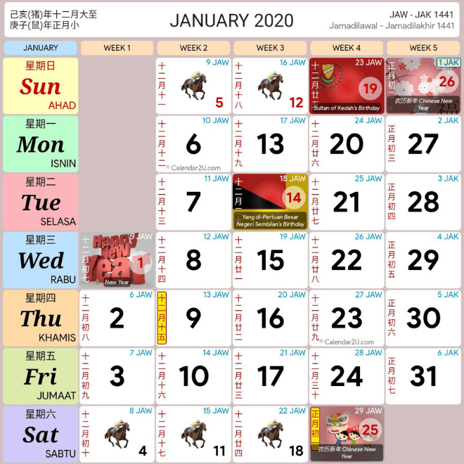 Jan 2020 - Kalendar 2020: Cuti Umum & Cuti Sekolah 2020