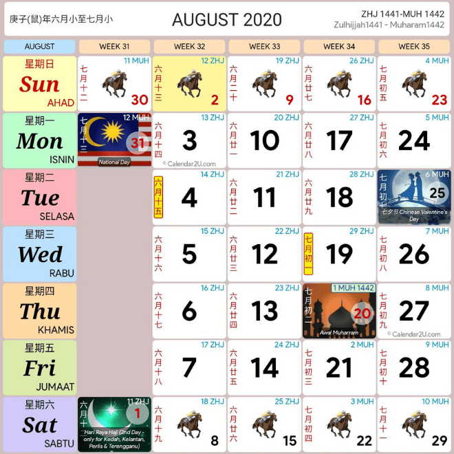 Ogos 2020 - Kalendar 2020: Cuti Umum & Cuti Sekolah 2020